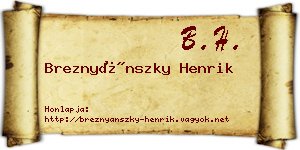 Breznyánszky Henrik névjegykártya